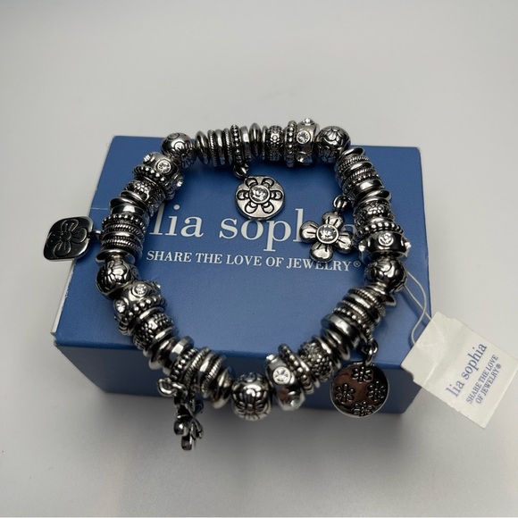 Lia Sophia "Charmed" Cut Crystal Stretch Bracelet - NWT - Picture 1 of 4